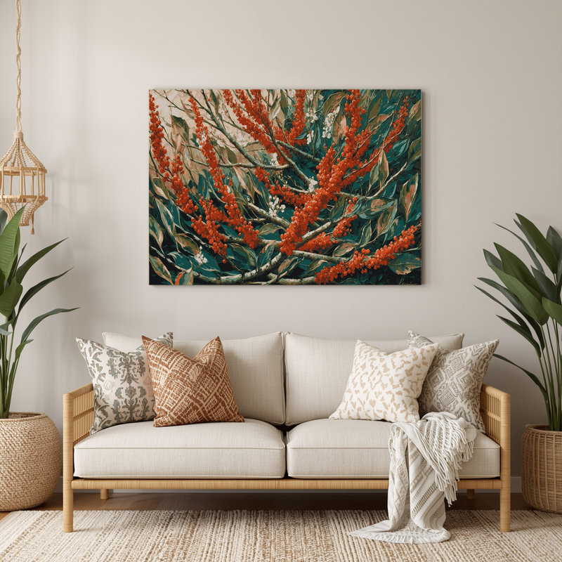 Botanique Rowan, art mural en métal gris, H 11 po x l 14 po