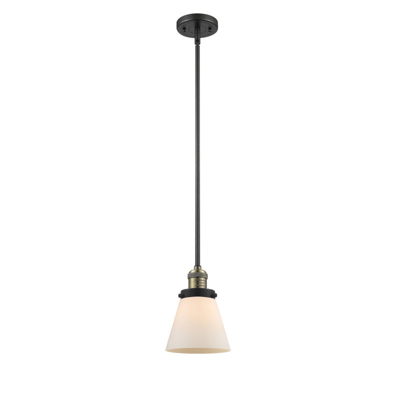 Milardo 1 - Light Single Pendant, Matte White Cased, 10" H x 8" W x 8" D, Brushed Satin Nickel