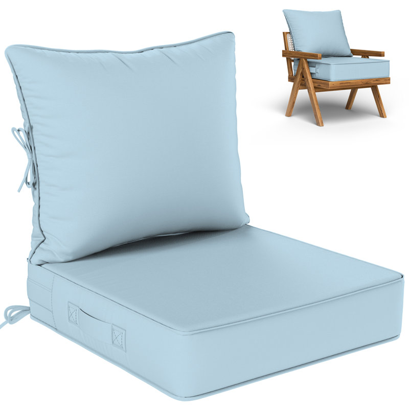 Outdoor Deep Seating Cushion Set Indoor And Outdoor Seat / Back Cushion, Sky Blue, 24" W x 24" D