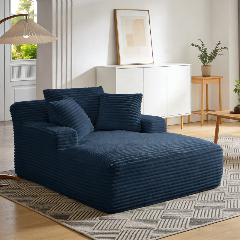 Très grande chaise longue d'intérieur, canapé rembourré en velours côtelé moderne, aucun assemblage requis, canapé-lit confortable pour le salon, le bureau