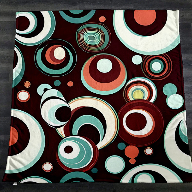 Throw Blanket, 51" W x 60" L, Abstract/Polka Dot, Brown/Orange/Blue