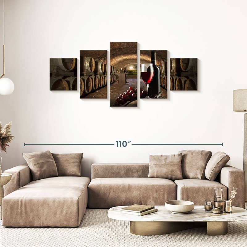 Ensemble de vinerie sur toile 5 pièces, H 80 po x l 36 po x P 1,25 po