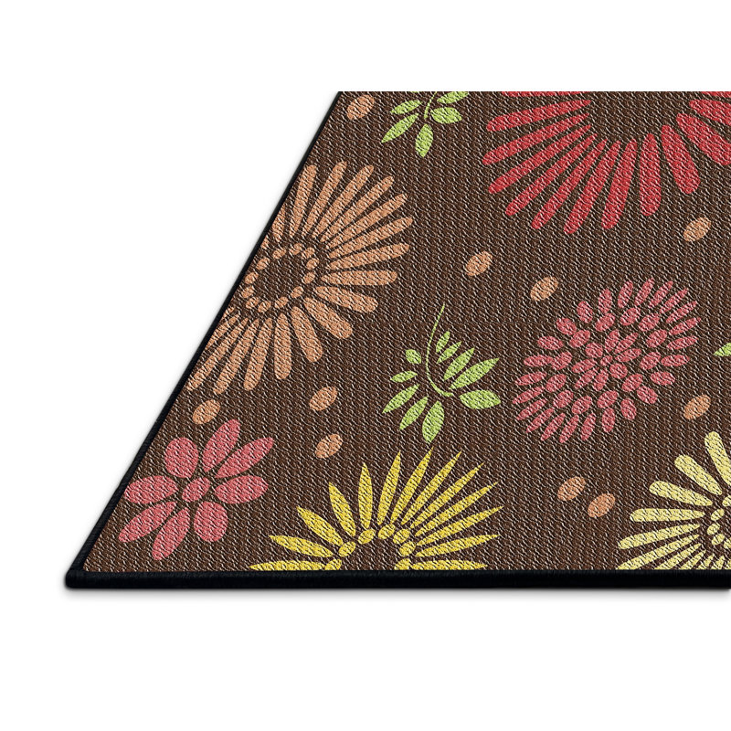 Tapis brun à motif floral Zoha, Rectangle 8 pi x 10 pi