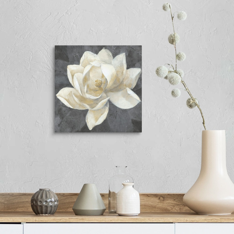 Impression sur toile majestueuse magnolia neutre, Toile tendue, H 12 po x l 12 po x P 1,25 po