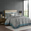 Ensemble de couvre-lit 5 pièces en jacquard avec coussins grand sarcelle-117539268
