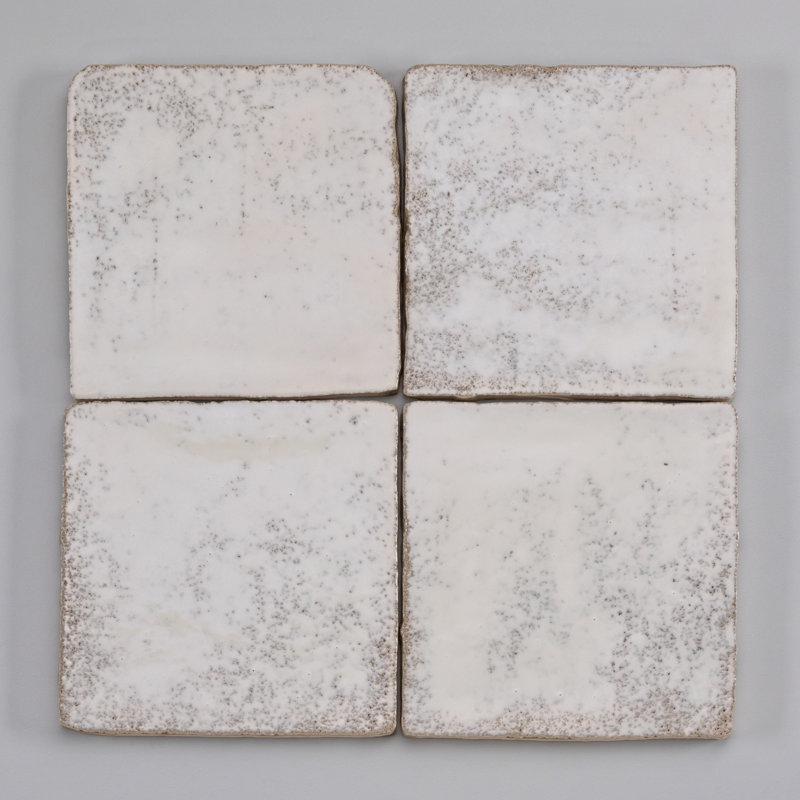 Carreau de céramique 4 "x 4" Zellige, Blanc / antique
