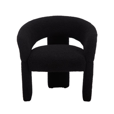 Mid Century Modern Accent Chairs Round Barrel  Armchairs Comfy Upholstered Lounge Chairs For Living Room