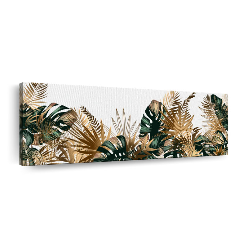 Posh Tropical Leaves sur impression sur toile, H 16 po x l 48 po x P 1,25 po