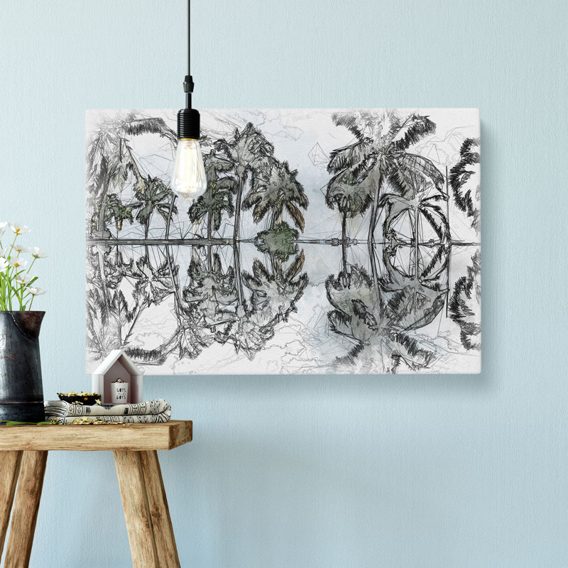 Palm Tree Reflections In Mauritius - Wrapped Canvas, 50cm H x 76cm W x 3cm D