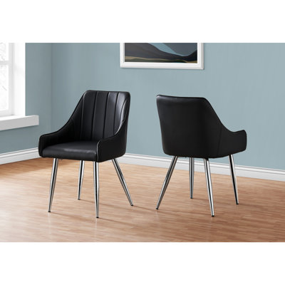 Dining Chair, Set Of 2, Side, Upholstered, Kitchen, Dining Room, Leather Look, Metal, Contemporary, Modern