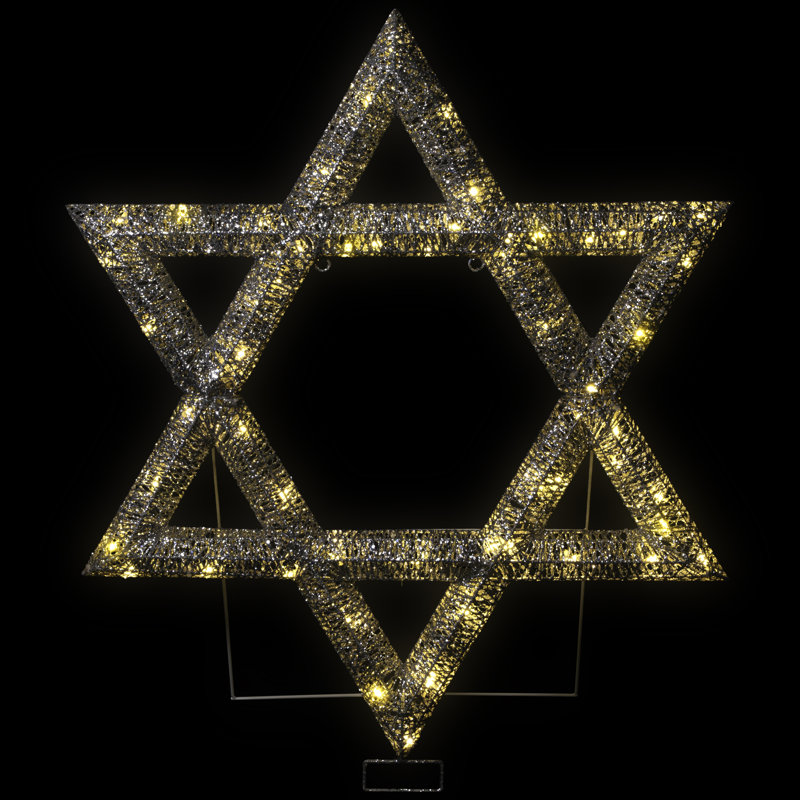 LED Lighted Sequined Star Of David Hanukkah Outdoor Decoration - 36"