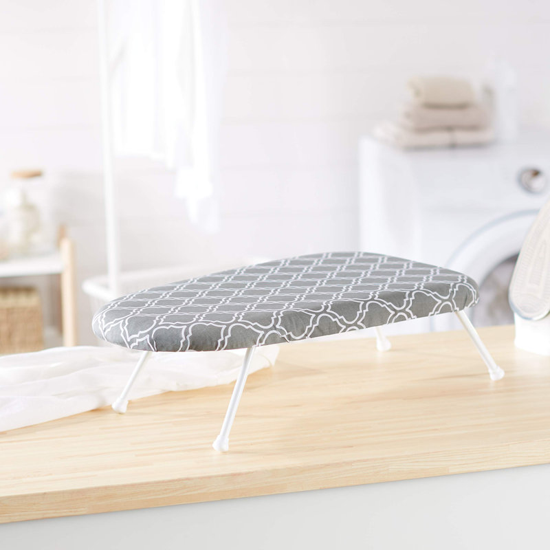 Compact Tabletop Ironing Board With Folding Legs, Trellis Removable Cover
