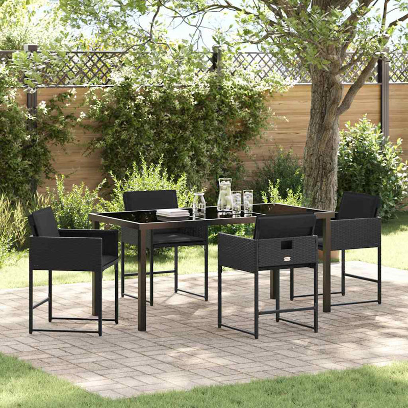 4 - Person Patio Dining Set with, Black, Black