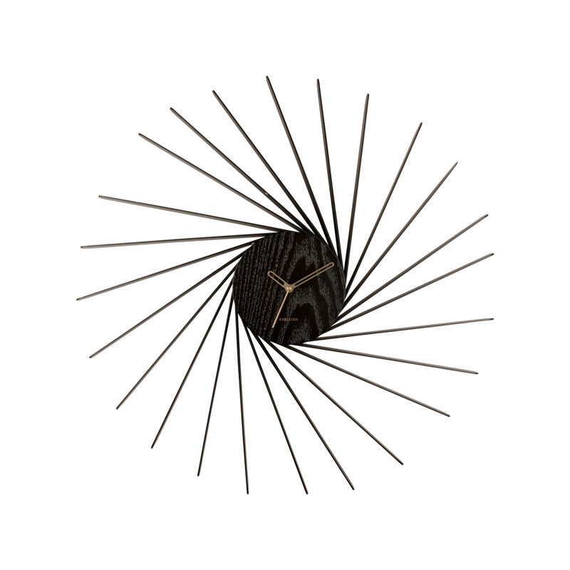 Wood Wall Clock, Black/Gold