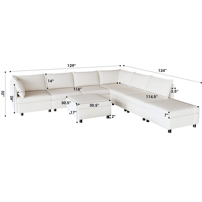 Canapé modulaire modulaire, siège convertible avec rangement et canapé modulaire