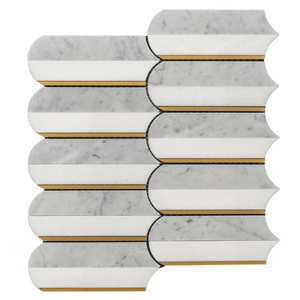 Mad Decade 12" x 12" Marble Mosaic Tile, Gray