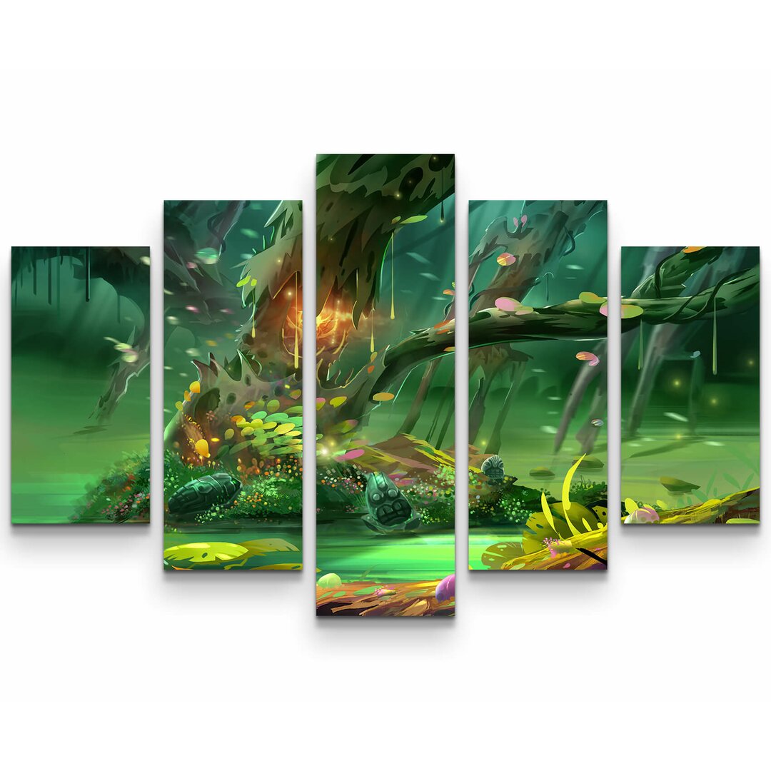 5-tlg. Leinwandbilder-Set Magischer Wald - Illustration