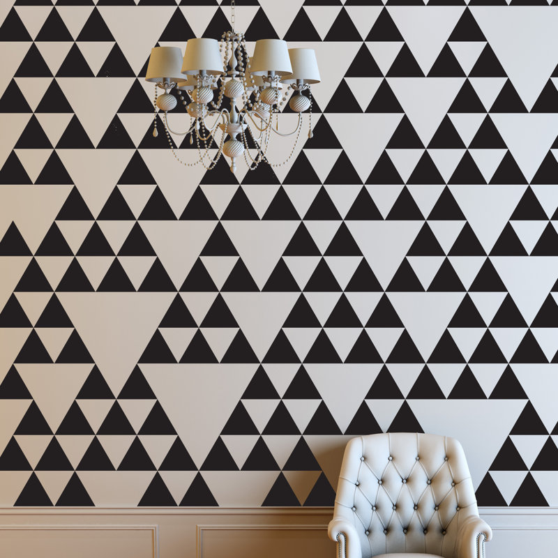 Décalcomanie murale motif triangle, H 8 po x l 8 po x P 0,01 po, Noir
