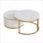 Ensemble de tables basses gigognes blanches modernes avec 2 tiroirs et décorations dorées peu encombrantes