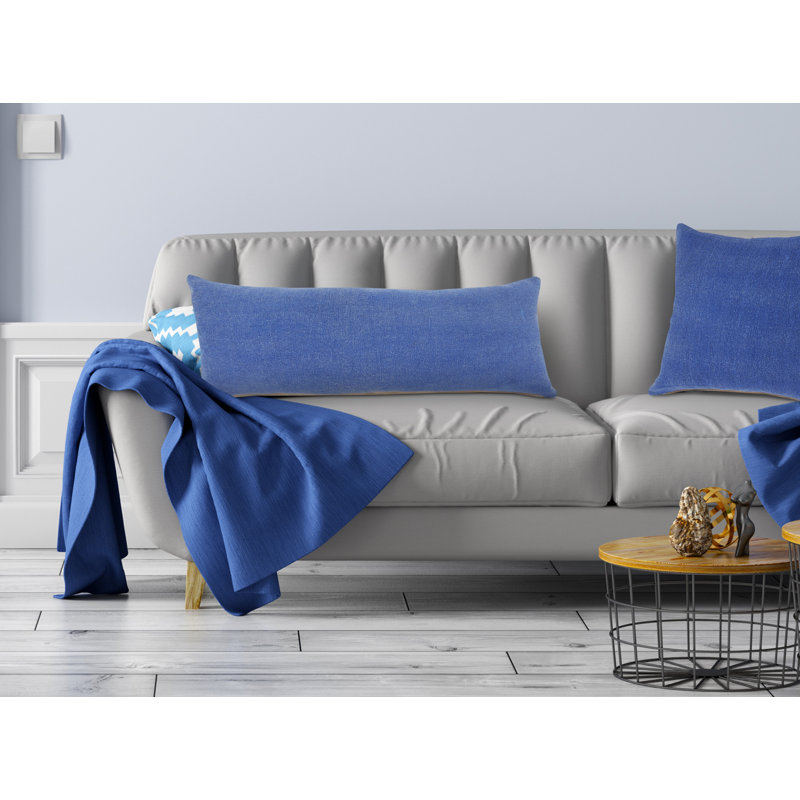 Housse de coussin rectangulaire en coton, Housse de coussin seulement - sans coussin, Bleu