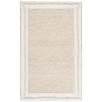 Seb Ebony Hand Tufted Wool And Cotton Bordered Rug