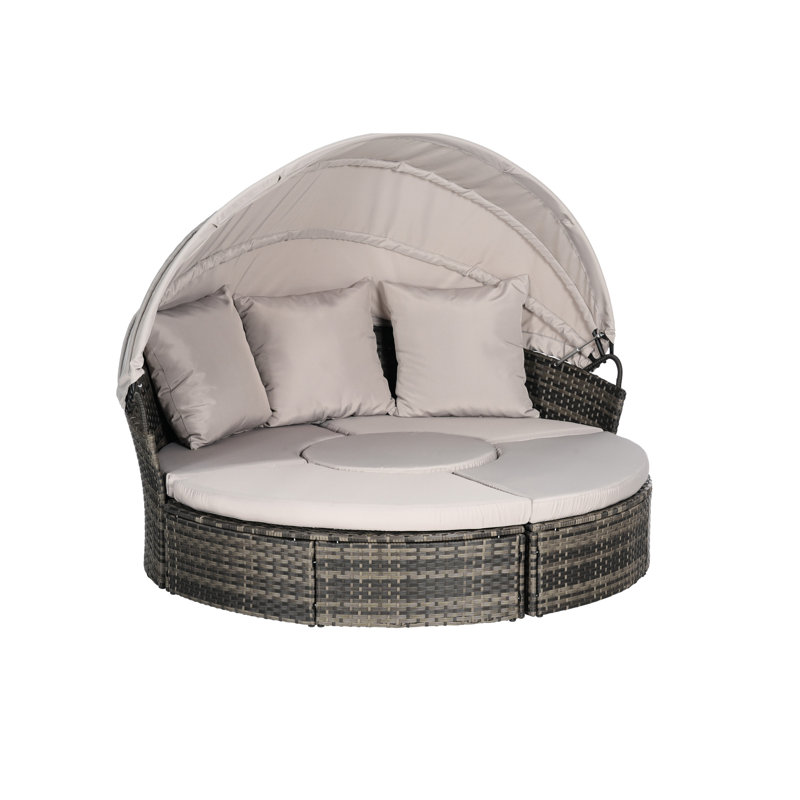 Mobilier de lit de jour rond pour patio, matériau, auvent rétractable, table pour tissu hydrofuge de porche, jardin