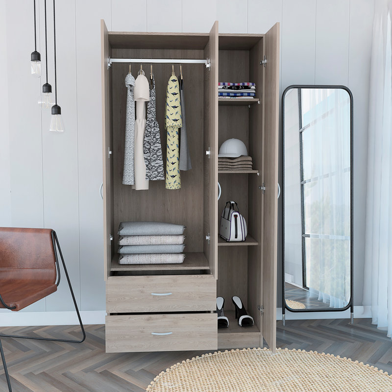 Armoire 2 portes 3 tiroirs Rowaton