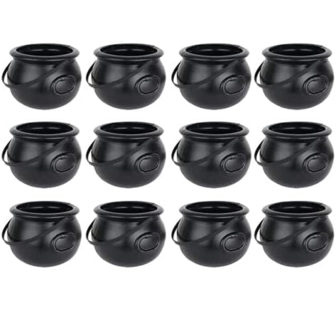 PMU Halloween 8-Inch Cauldron - Blow Mold Plastic Party Accessory - Halloween Party Favors (Set of 12) The Holiday Aisle®