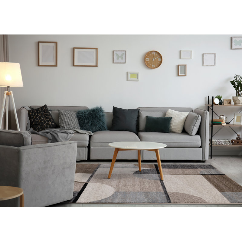 Tapis d'intérieur géométrique crème, 5 pi x 8 pi (5 pi 3 po x 7 pi 7 po) Branch Branch, Rectangle 5 pi 3 po x 7 pi 7 po