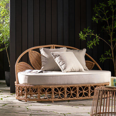 Outdoor Daybed With Woven And Soft Cushion Cushions