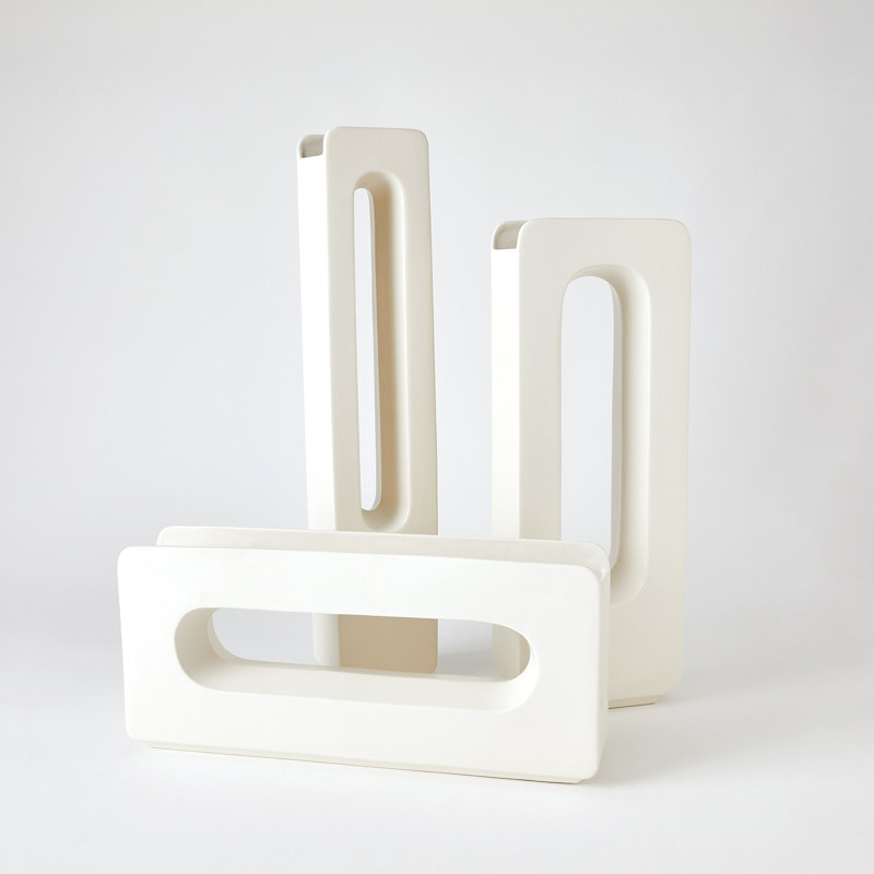 Handmade Ceramic Table Vase, White, 26.5" H x 5" W x 4" D