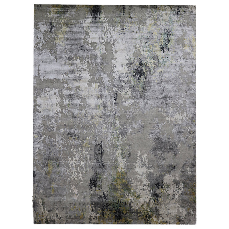 Hand-Knotted High-Quality Charcoal and Silver Area Rug