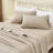 Linen Cotton Flat Sheet(Khaki,Cal King)-127119695-127119702