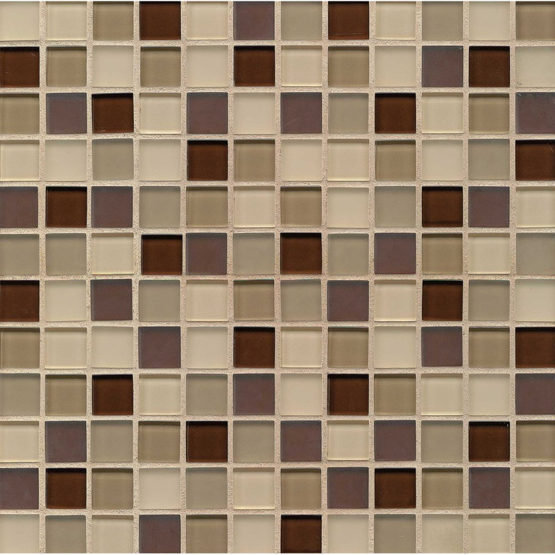 Harmony 1 in. x 1 in. Grid Matte Tile, Brown/Beige