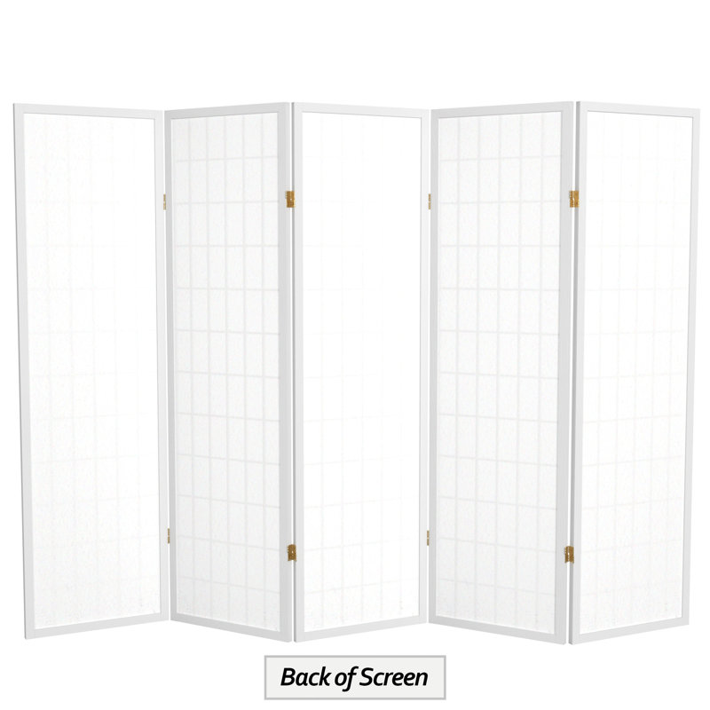 Paravent haut pliable 58,75 "Alex, Blanc, 5 panneaux