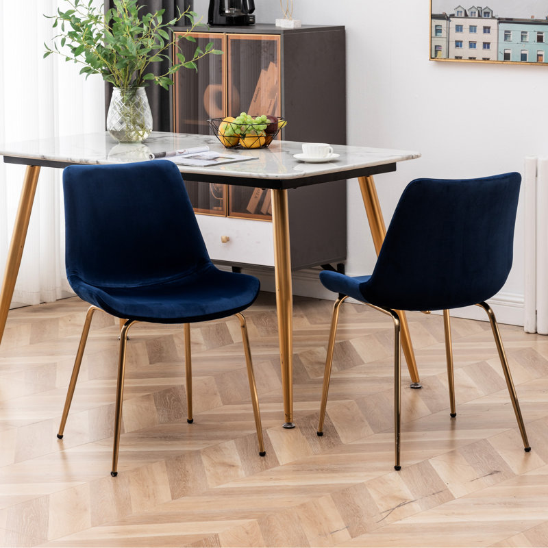 Chaises de salle à manger modernes en velours bleu - Chaise douce et 2 pièces, pour une touche luxueuse, Bleu