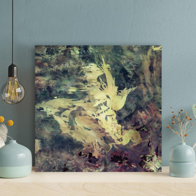 Art abstrait brun et vert - 1 pièce, impression sur toile tendue
