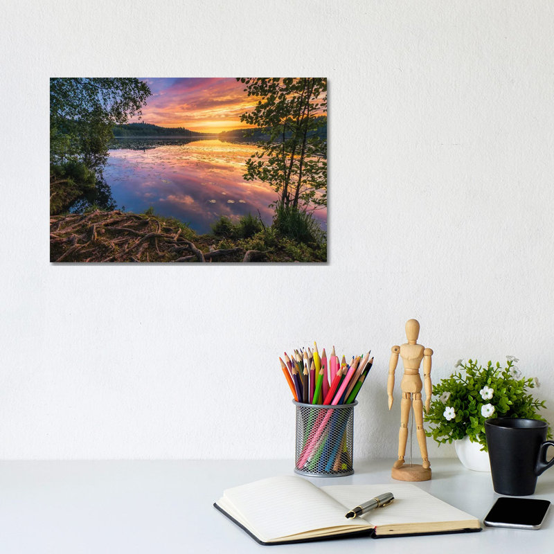 Summer Evening At Aulangonjärvi by Lauri Lohi - Wrapped Canvas Print, 20.32 cm H x 30.48 cm W