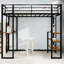 Lit à structure en fer avec rampe et escalier pour la chambre à coucher, noir, espace - Assemblage facile