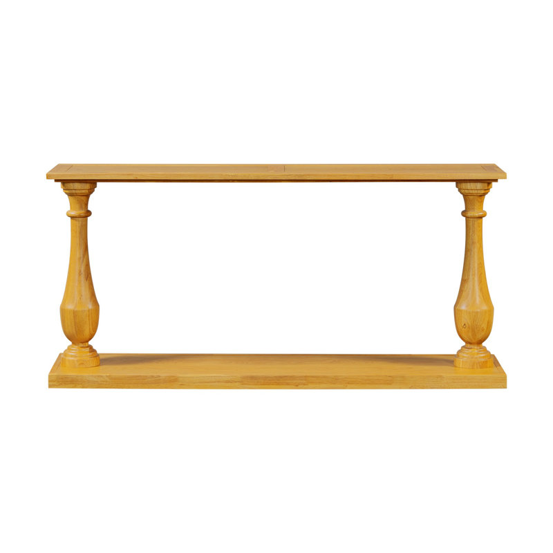 Console, table étroite avec tablette inférieure pour le salon, le vestibule, la chambre à coucher, Naturel