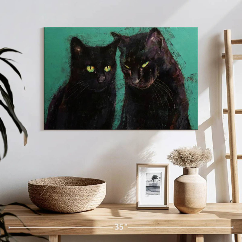 Brampt Two Black Cats, 16" H x 24" W