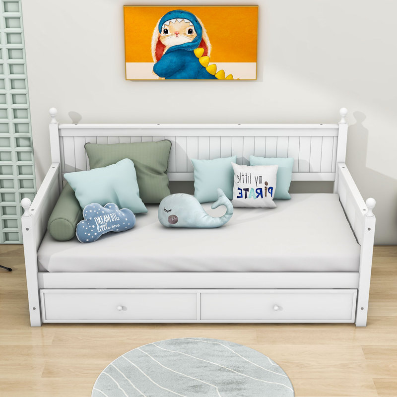 Lit de jour en bois avec couchette simple Ylve, Blanc