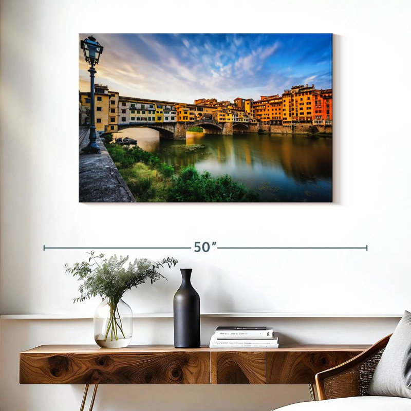 Ponte Vecchio, paysage fluvial, H 26 po x l 39 po