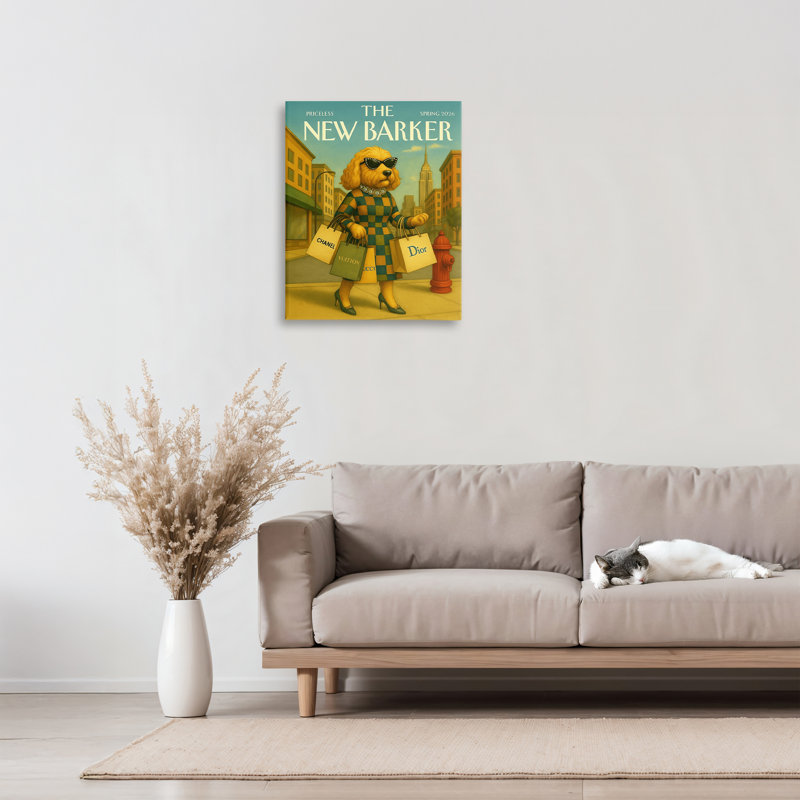 Nouvelle toile de magazine Barker Dog, design par Grotto Studios, H 20 po x l 16 po