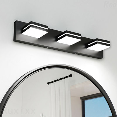 Applique murale de salle de bain pour salle de bain et miroir à 3 lumières en métal chromé à DEL minimaliste pour salle de bain et miroir