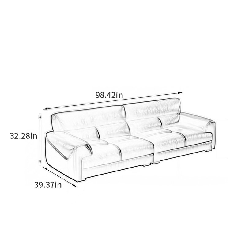 Canapé simple moderne de style rétro, H 32,28 po x l 98,42 po x P 39,37 po, 3