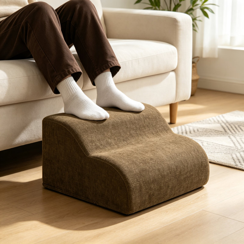 Repose-pieds ergonomique en mousse à mémoire de forme, antidérapant et conçu pour soulager les douleurs au dos et aux hanches. Idéal sous le bureau. Sa forme courbée et ses bords courbés assurent une protection optimale contre les maux de dos et les hanches.