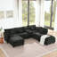 Canapé modulaire modulaire en L avec méridienne réversible, port USB, tiroir de rangement, console avec porte-gobelet rabattable, poches pour accoudoirs et coussins amovibles