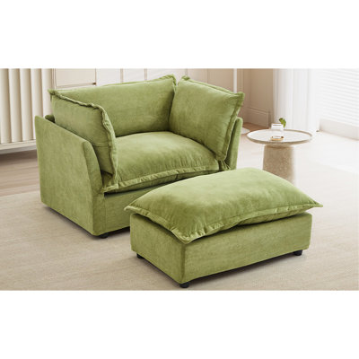 Confortable fauteuil et fauteuil en chenille de 47 pouces avec sièges incurvés élégants et spacieux pour se détendre dans de petits espaces.
