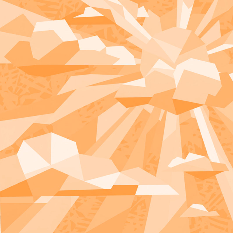 Rideaux de douche géométriques Sunburst Clouds, L 70 po x H 93 po, Orange moyen / blanc clair